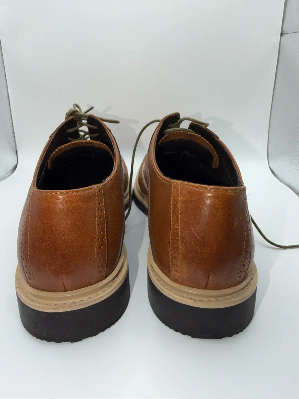 Cole Haan Men's Tan and Cream Wingtip Oxfords Size 10